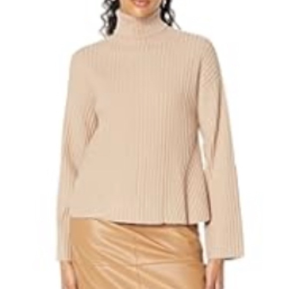 Joe’s Cream Cowl Neck Sweater with Ribbed Knit and Bell Sleeves